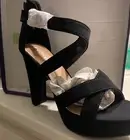 Top Moda Size 8 Shoes Black Platform Chunky Heel Lovely 86