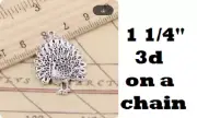 PEACOCK BIRD FEATHER Pendant 24" 925 Sterling Silver Necklace Women GIFT