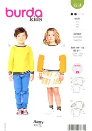 Burda 9254 Sweat Shirt Size 4-11 Boys & Girls Sewing Pattern NEW!