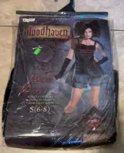 Bloodhaven Vain Vampire Forum Costume Black Dress Gloves Fangs NEW Womens Small