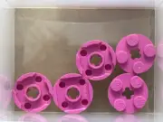 LEGO Parts - Dark Pink Plate, Round 2 x 2 with Axle Hole - No 4032 - QTY 5
