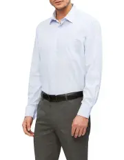 [Van Heusen] Wash N Wear Check Classic Long Sleeve Business Shirt in Light Blue