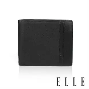 【ELLE HOMME】ELLE簡約 3卡1窗格 短夾/皮夾/男夾(黑色)