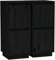 Solid Pine Wood Sideboard Set of 2 - Black Buffets & Sideboards for Living Room, Dining Room - Sturdy & Durable MDF Construction - 31.5x34x75 cm