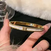 Rhinestone / Metallic Bangle Rhinestone & Shell - Gold - One Size