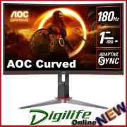 AOC CQ27G2X 27" 180Hz QHD 1ms VA Curved Gaming Monitor 2xHDMI 2.0, DisplayPort