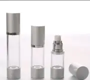 (10pk) 15ml/.5oz Silver Cosmetic Airless Bottle Acrylic Treatment Pump