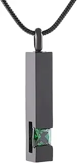 DOTUIARG Inlay Cubic 6 Colors Zircon Urn Necklace Unisex Crystal Inset Urn Pet/Human Black Memorial Funeral Casket Jewelry for Ashes
