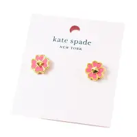 在飛比找Yahoo奇摩購物中心優惠-KATE SPADE 琺瑯幸運草針式耳環-粉色