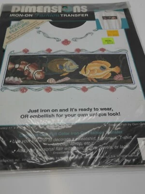 1992 Dimensions Iron-On Fashion Transfer Tropical Fish #80037 Made in U.S.A. NOS