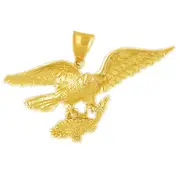 14K Gold Eagle Capturing Fish Pendant