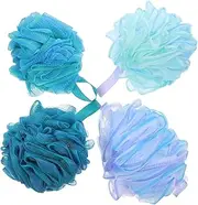 Mikinona 4pcs Bath Flower Ball Shower Back Scrubber Boys and Girls Body Scrubber Exfoliating Puff for Gentle Bathing