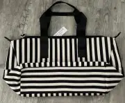NEW Alice + Olivia X FABFITFUN DUFFLE BAG Positano Stripe Black