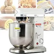 Commercial Food Mixer, Electric Stand Mixer,3 Speeds Adjustable, with Mixing Bowl, Beater & Dough Hook, Commercial Kitchen Cake Mixer & Dough Mixer,White-7L