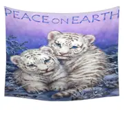 Positive Wildlife Animal Art White Tiger Cubs Tapestry