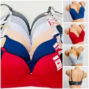 3/6 Cotton Soft Bra Lingerie Women Push-Ups Wireless Padded Underwear Bralette 7