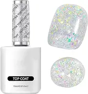 Gel Nail Polish - Glitter Top Coat | Base Coat |15ml Soak Off Gel With Glitter Shine For Long Lasting Salon Results At Home Travel Parties Compact Nail Varnish Bottle