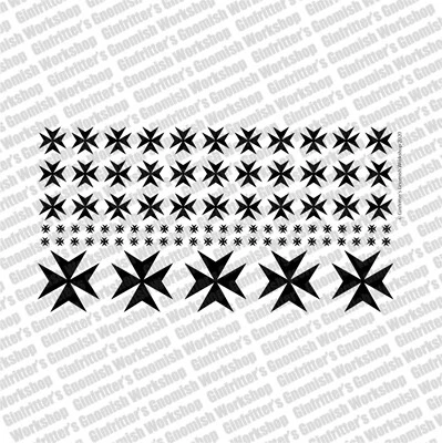 BLACK PRIME SCALE IRON CROSS #3 DECAL TRANSFERS COMPATIBLE W/ WARHAMMER