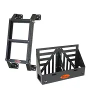 Vonnies Combo Pack Black Rear Folding Ladder and Double Jerry Can Holder for Can