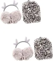 [ETHZZLE] 2 Sets Warm Winter Earmuff Backpack Set Comfortable Fluffy Headgear for Students