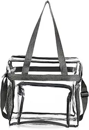 [WOFASHPURET] Clear Transparent Tote Bag with Adjustable Strap Multi Compartment Organizer for Travel Concerts Sports and Everyday Use Stylish Wash Bag