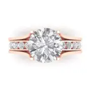 2.89ct Round Cut Pave Moissanite Promise Bridal Band set Sliding 14k Rose Gold
