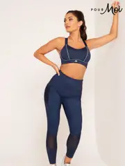 Pour Moi Blue Energy Full Length Mesh Panel Sports Leggings (239194) | $69