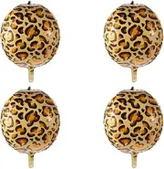 4Pcs Animal Leopard Pattern 22 inch Aluminum Film Ball Forest Animal Foil Balloon Jungle Party Filled Inflatable Balloon Leopard Print Balloons Party Decor Zoo Animal Balloon Filling 4d Supplies