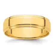 14k Yellow Gold 6mm Flat with Step Edge Wedding Band Ring For Mens Size 11.5
