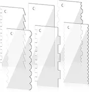 NILLOS Cake Decorating Comb, 6 PCS Clear Cake Scrapers Set for Cake Contouring, Detailing (6 Kinds)