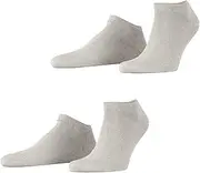 [Burlington] Esprit Men's Basic Uni 2-Pack Trainer Socks Sustainable Organic Cotton Black White More Colours Thin Light Colourful Ankle Socks Plain Pattern Ideal For Summer Casual Looks Multipack 2 Pairs, Grey