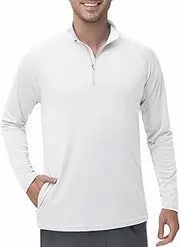 [HCYXMFC] Men's UPF 50+ Running Shirts Long Sleeve Quarter Zip Pullover with Zipper Pocket Quick Dry Athletic Workout Shirts