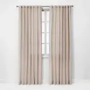 Threshold Natural Linen Single Khaki Light Filtering Curtain Panel 54" x 84"