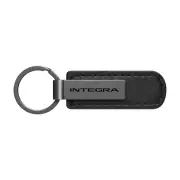 Acura Integra Black PU Leather Strap Black Metal Bar UV Printed Key Chain