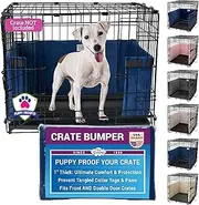 Pet Dreams Dog Crate Bumper - Comfy Liner & Dog Tail Protector for Inside Crate, Fits iCrate Cages 18, 24, 30, 36, 42, 48 Inches (Blue, Small, 24")