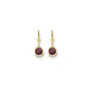 14k Yellow Gold 8mm Garnet Leverback Earrings