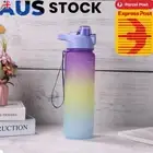 Outdoor Water Bottle with Straw BPA Free Gradient Drinking Cup (Purple)
