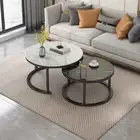 Foret Coffee Table 80cm Tempered Glass Top Nesting Side Tea Tables 2pc Set
