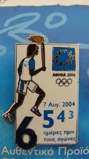 TORCHBEARER COUNTDOWN 6 DAYS TO GO - ATHENS 2004 OLYMPIC GAMES PIN