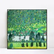 Framed Canvas Print Slope in a Forest on Atterse-Lake by Gustav Klimt 24"x24"