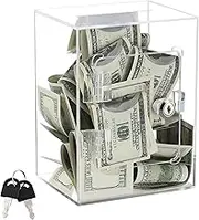 Clear Piggy Bank, Large Acrylic Piggy Bank Money Saving Box for Cash Saving with Key, Openable Clear Acrylic Savings Jar for Adults Kids