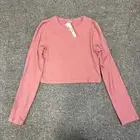 NWT Victoria Secret Pink Mauve Pink Crop Top Long Sleeve Size Large