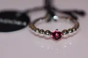 PANDORA 2020 BLAZING RED TOPAZ BEADED RING JULY 198867C02 CHOOSE SIZE* POUCH