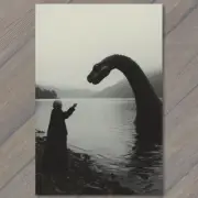 FLATCARD Loch Ness Creature Lady in Mysterious Misty Lake Serene Fog Fantasy