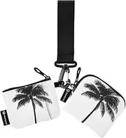 [XYMZR] Palm Tree Black White Mini Zip Around Wristlet keychain Wallet for Women Personalized Pattern Detachable Dual Pouch Wristlet Portable Wallet Phone Coin Purse, Multi-colored, One Size