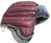 Amazon Essentials youth UNISEX TRAPPER hat-OSFM-Maroon w/ gray faux fur-NWT