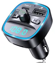 Bluetooth FM Transmitter for Car, [Type-C] 20W & QC 3.0 Quick Charging Blueto...