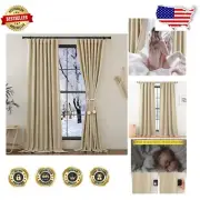 84" Faux Linen Blackout Curtains, Rod Pocket/Back Tab, Casual Rustic Style