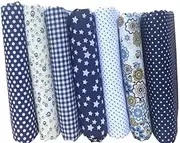 7pcs 10" x 10" (25cm x 25cm) Top Cotton Craft Fabric Bundle Squares Patchwork DIY Sewing Scrapbooking Quilting Floral Dot Pattern Dark Blue Fabric