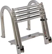 Swimming Ladder, 4-Step Stainless Steel Boat Pool Ladder, Foldable Swimming Pool Dock Ladder with Non-Slip Step & Handle, Load 150Kg Floating Deck for Pool/Boat Swimming Pool